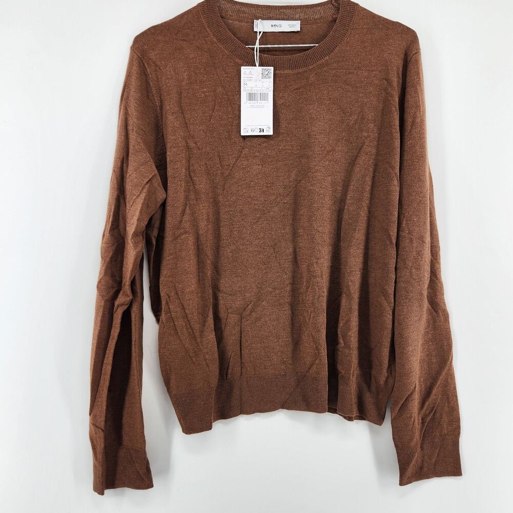 Mango Women's Medium Brown‎ Knit Crew Neck Sweater NWT